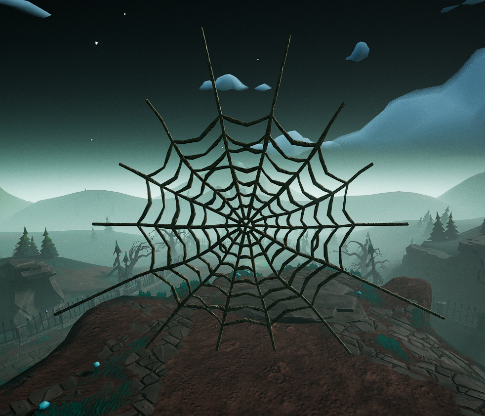 Giant, round spider web