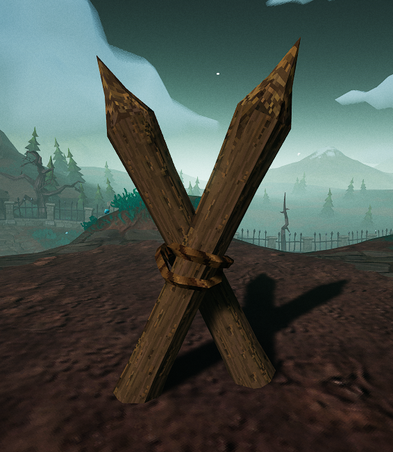 Medium, tied wood spikes