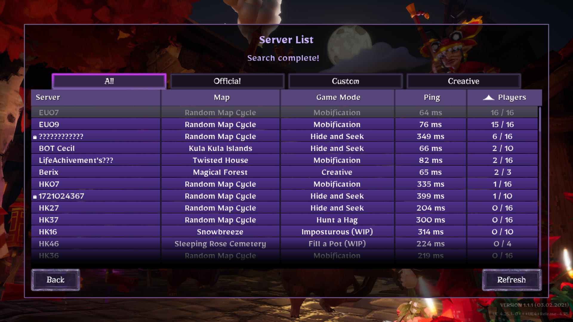 Server List